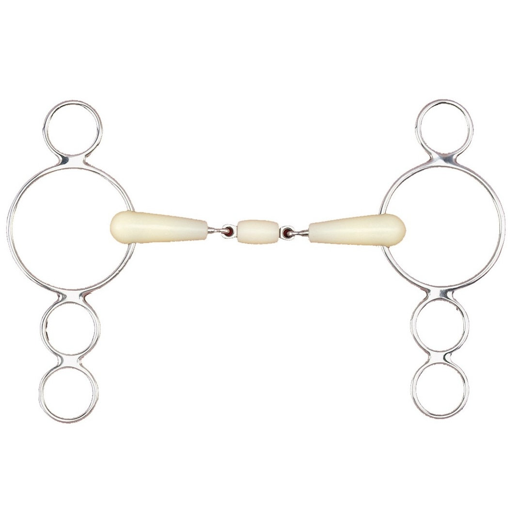 Double Jointed Roller Pessoa 3 Ring Gag Bit