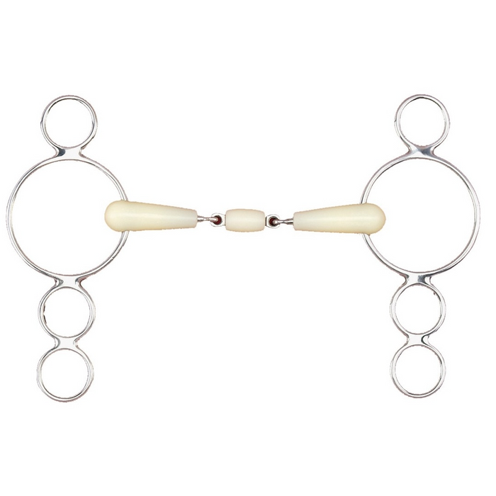 Double Jointed Roller Pessoa 3 Ring Gag Bit