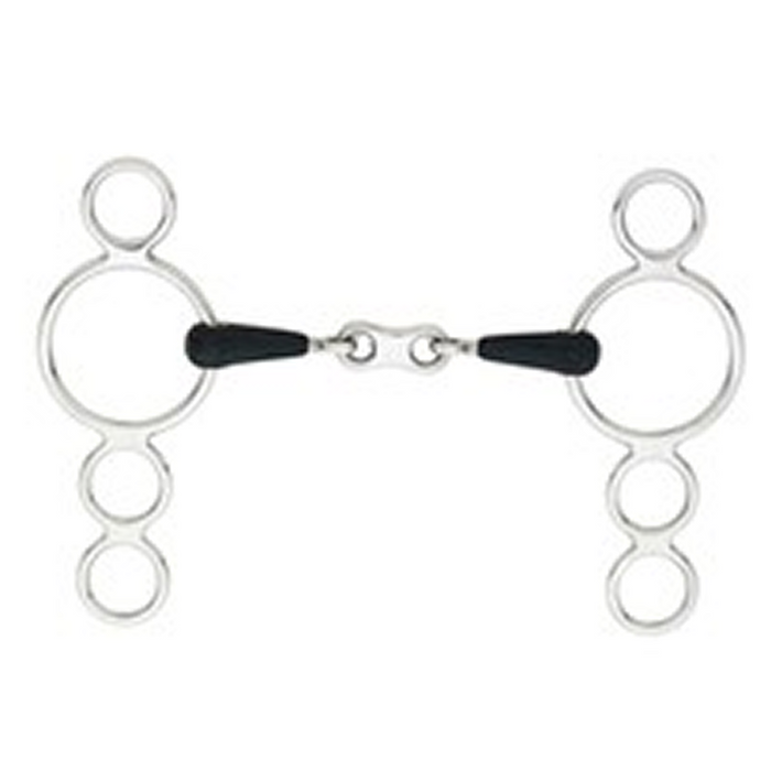 Double Jointed French Link Pessoa 3 Ring Gag Bit