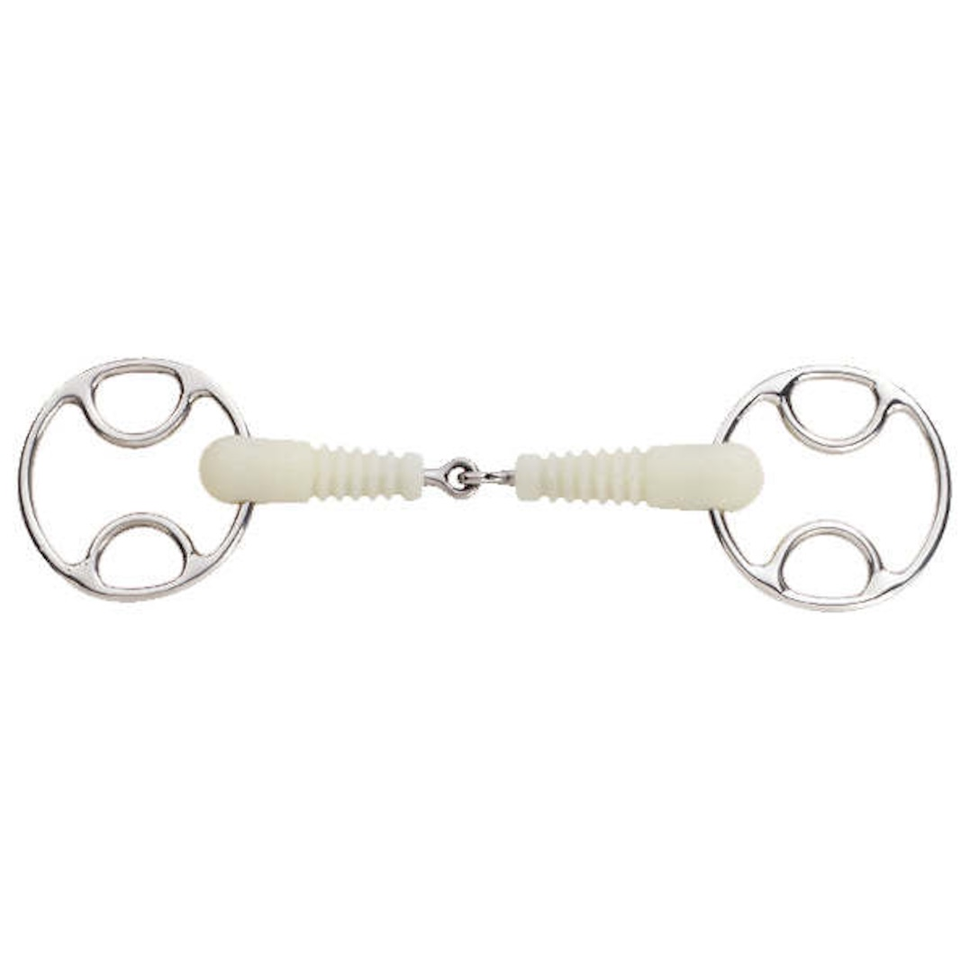 Jointed Ribbed Loop Ring Gag Bit