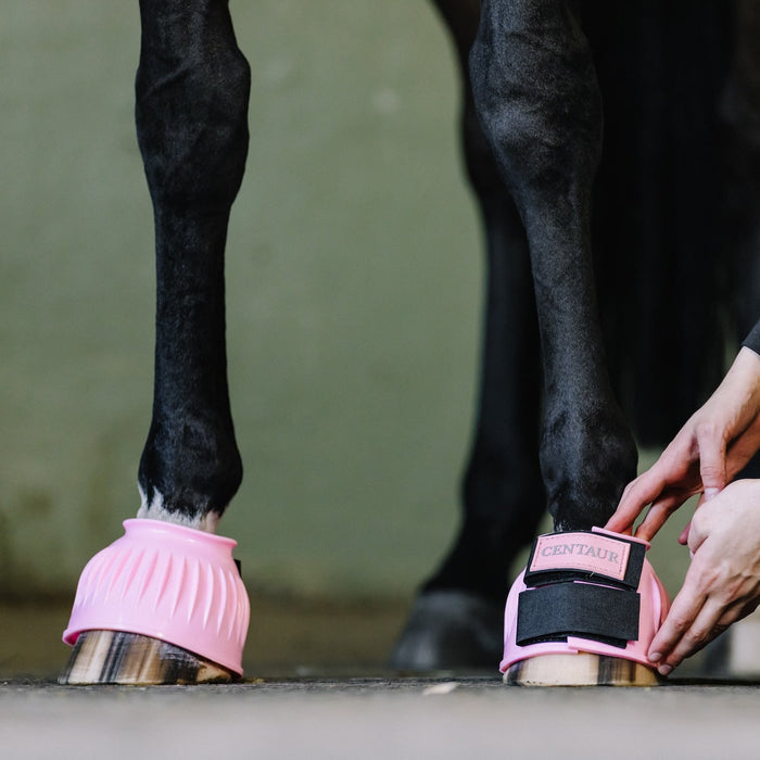 PVC Ribbed Double Hook & Loop Bell Boots - Pink