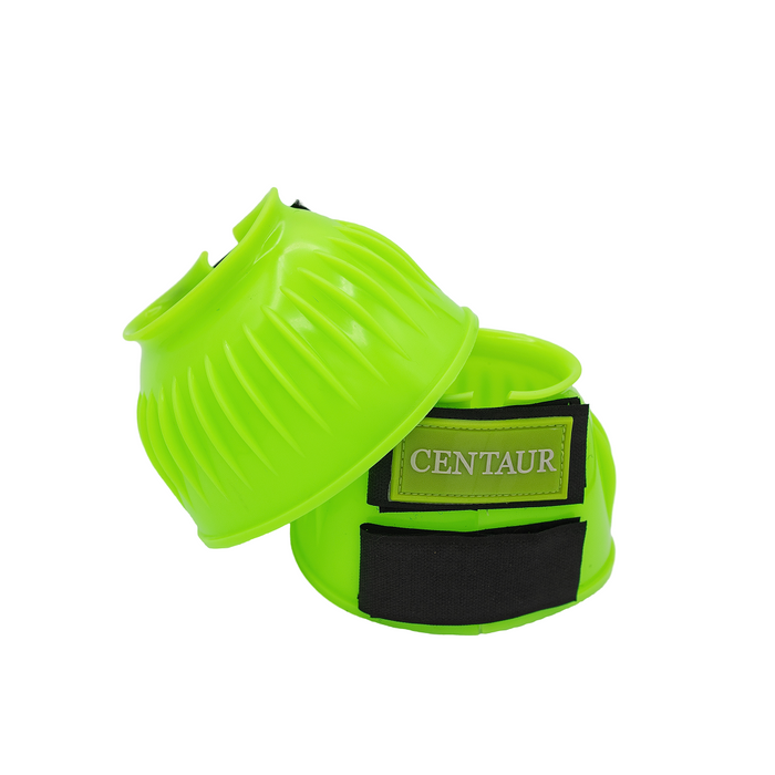 PVC Ribbed Double Hook & Loop Bell Boots - Lime Green