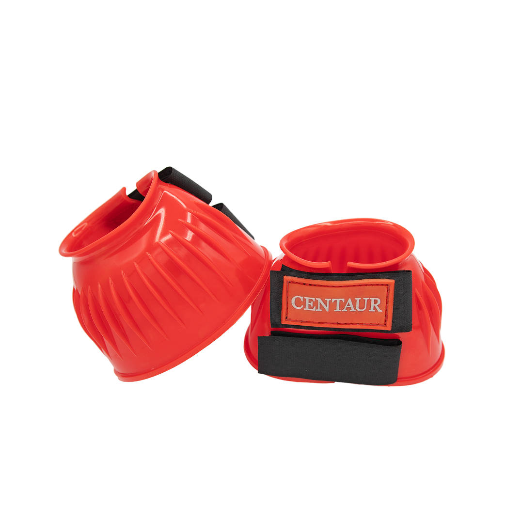 PVC Ribbed Double Hook & Loop Bell Boots - Red