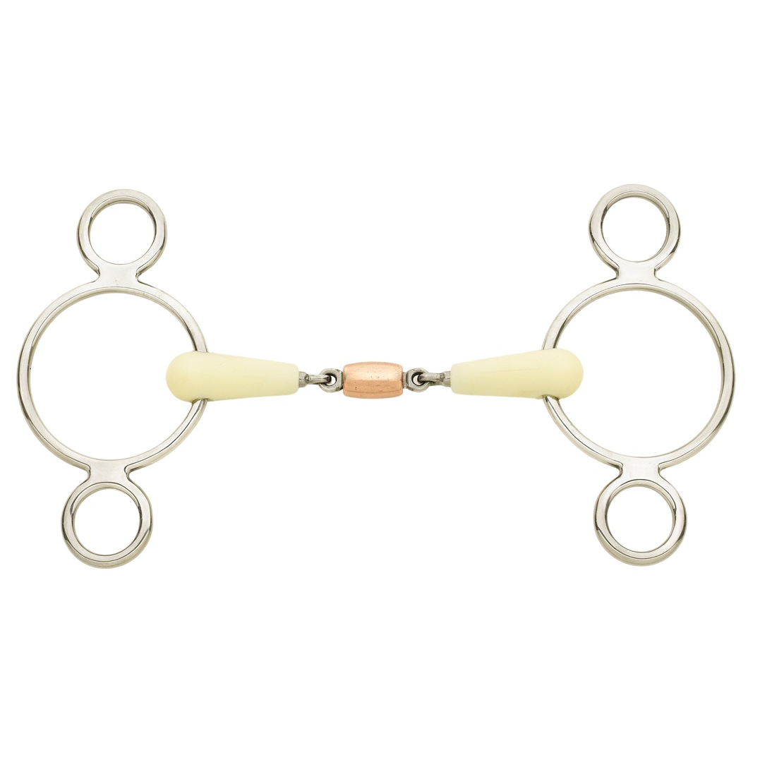 Double Jointed Copper Roller Pessoa 2 Ring Gag Bit