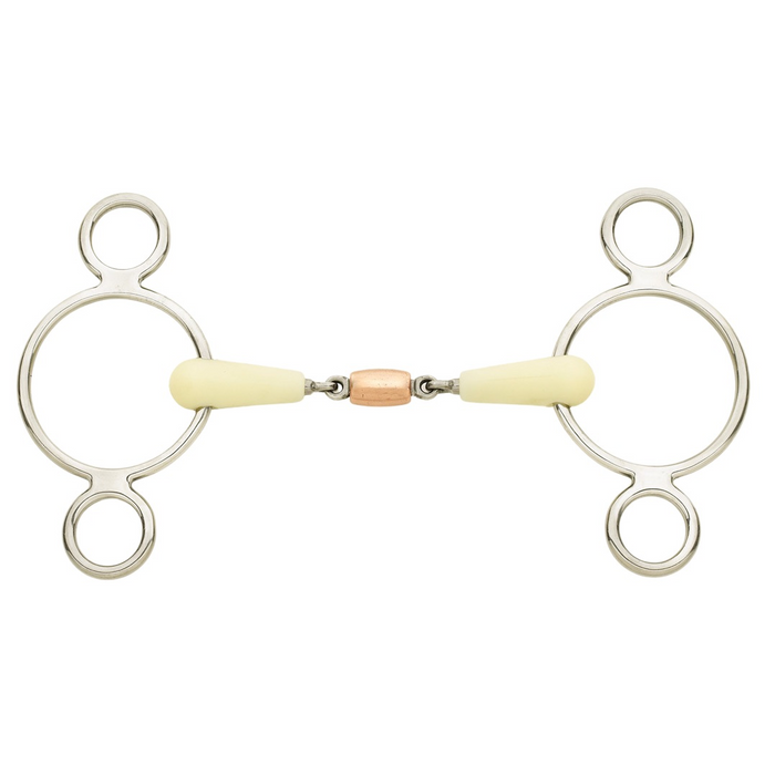 Double Jointed Copper Roller Pessoa 2 Ring Gag Bit