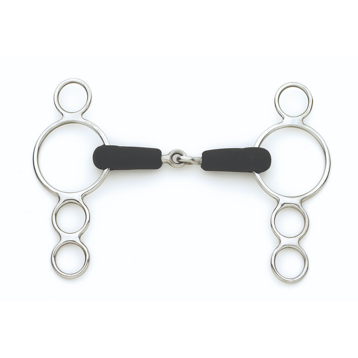 Jointed Rubber 3 Ring Gag Bit