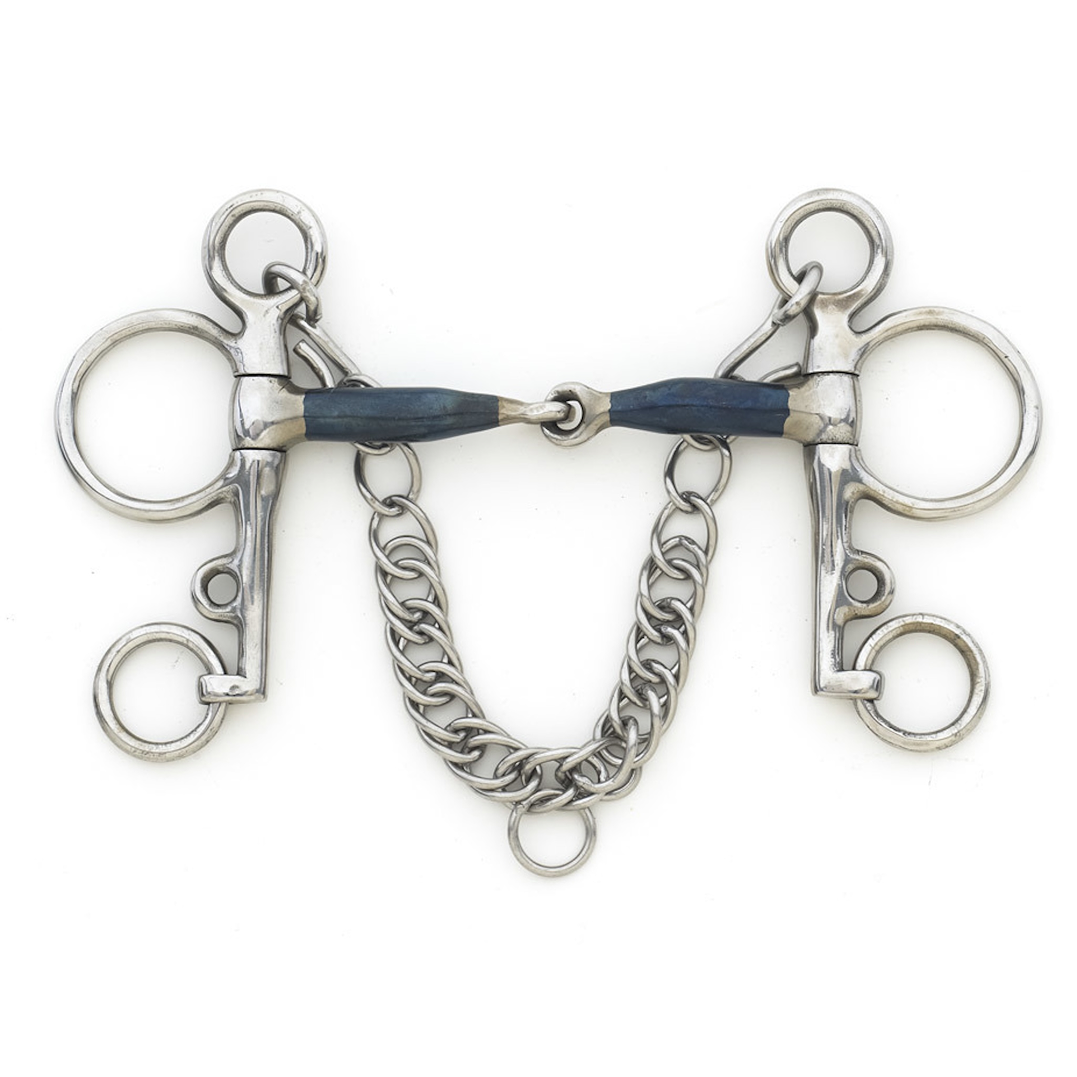 Blue Steel Jointed Tom Thumb Pelham Bit