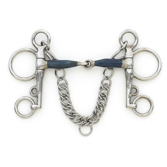 Blue Steel Jointed Tom Thumb Pelham Bit
