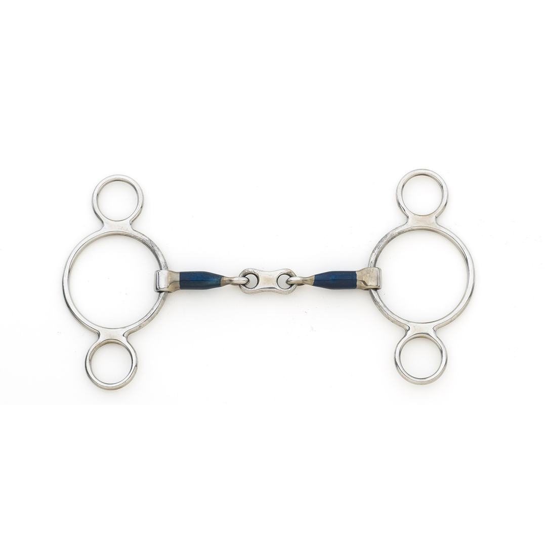 Blue Steel French Link 2 Ring Gag Bit