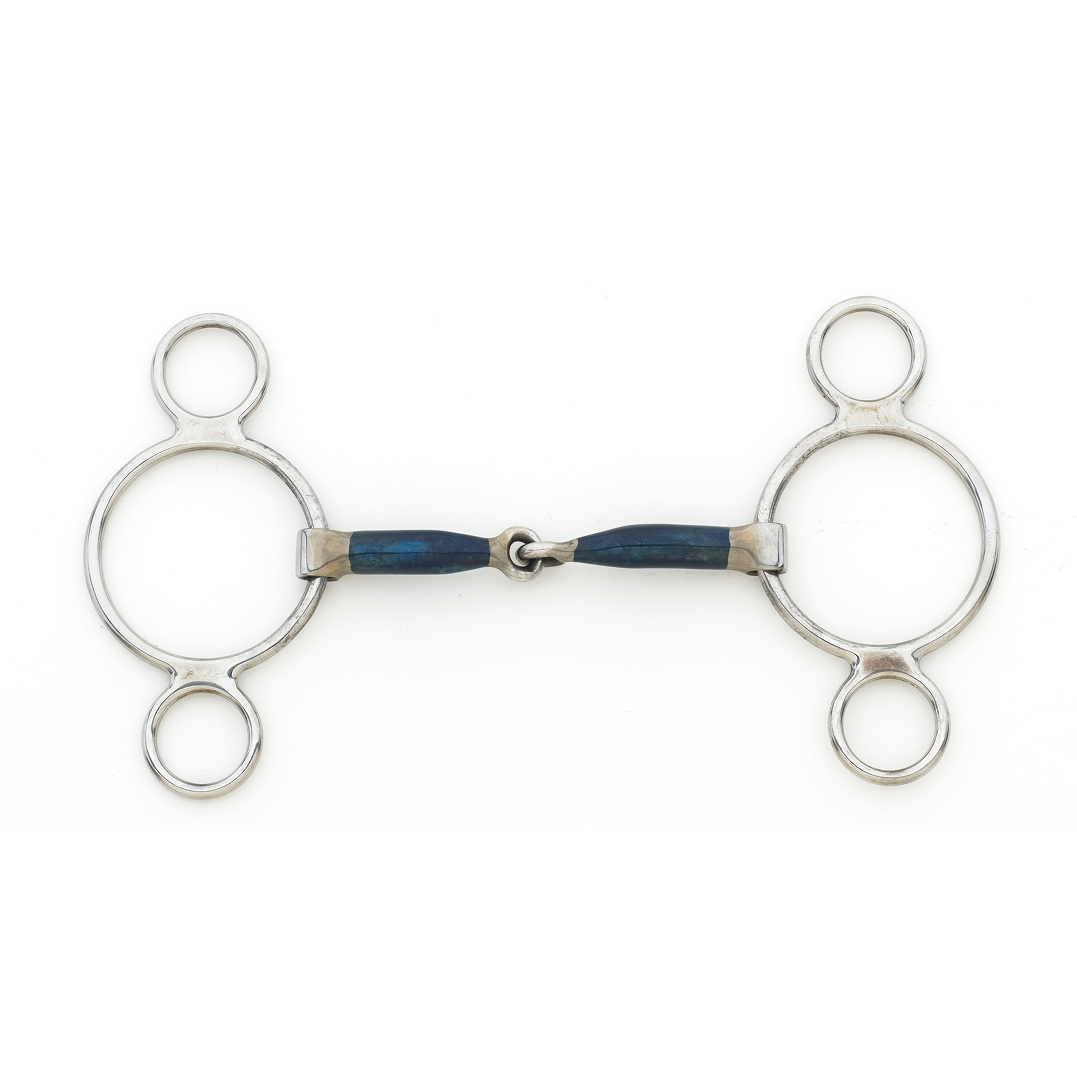Blue Steel Jointed 2 Ring Gag Bit