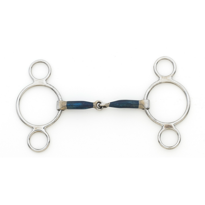 Blue Steel Jointed 2 Ring Gag Bit
