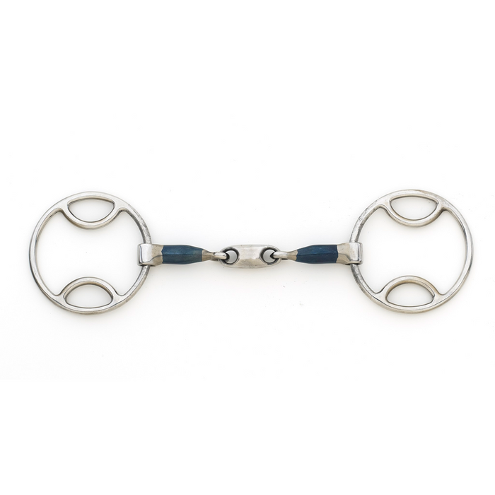 Blue Steel Oval Link Loop Ring Gag Bit