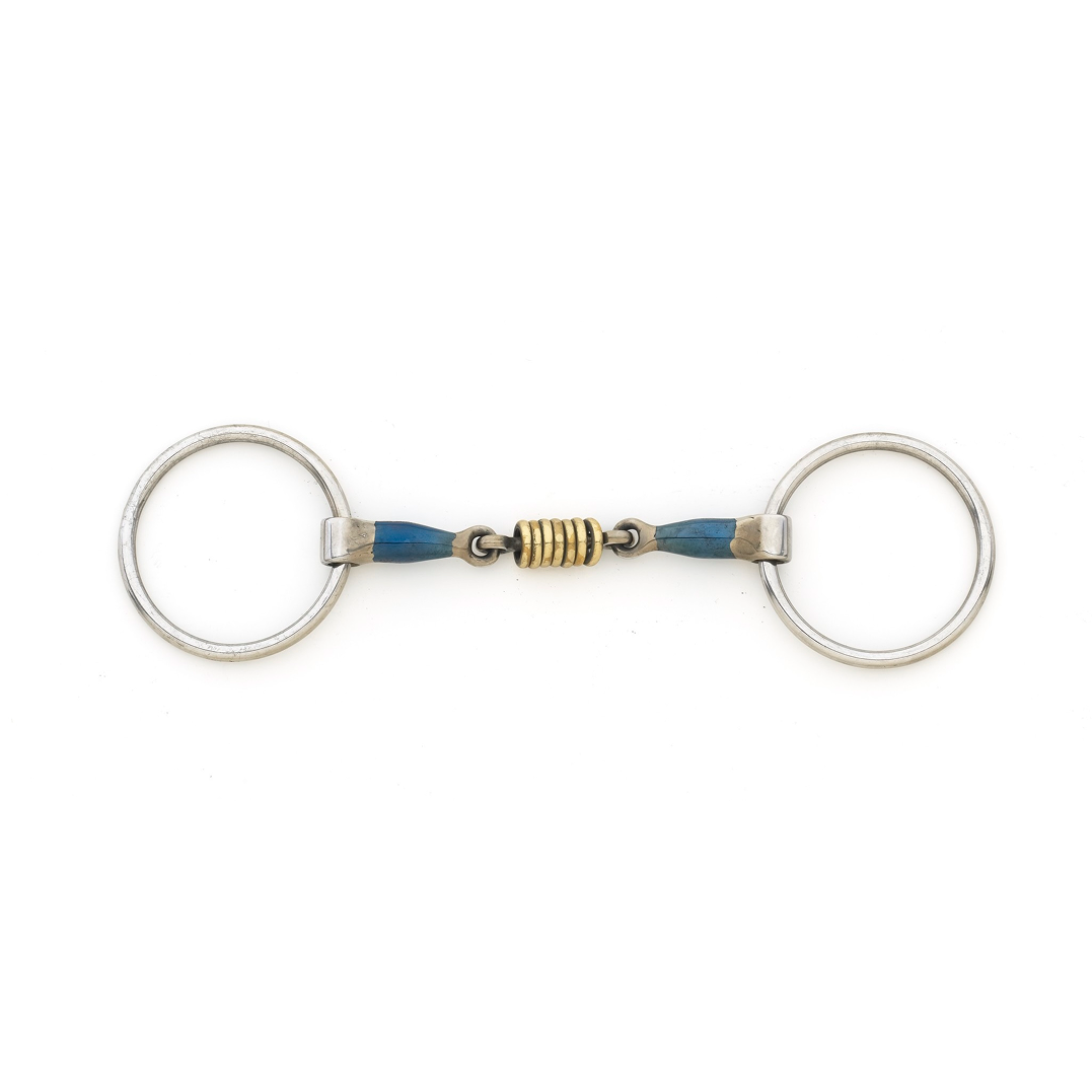 Blue Steel Double Jointed with Brass Rollers Loose Ring Bit