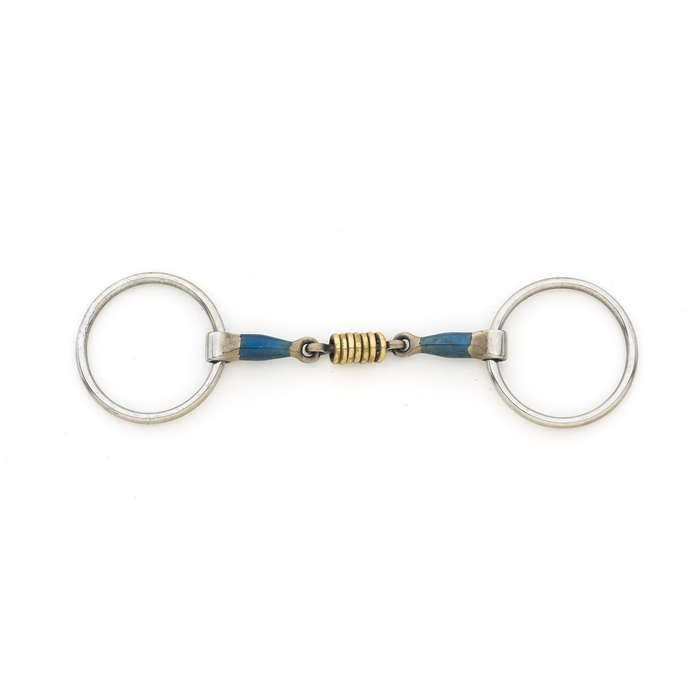 Blue Steel Double Jointed with Brass Rollers Loose Ring Bit